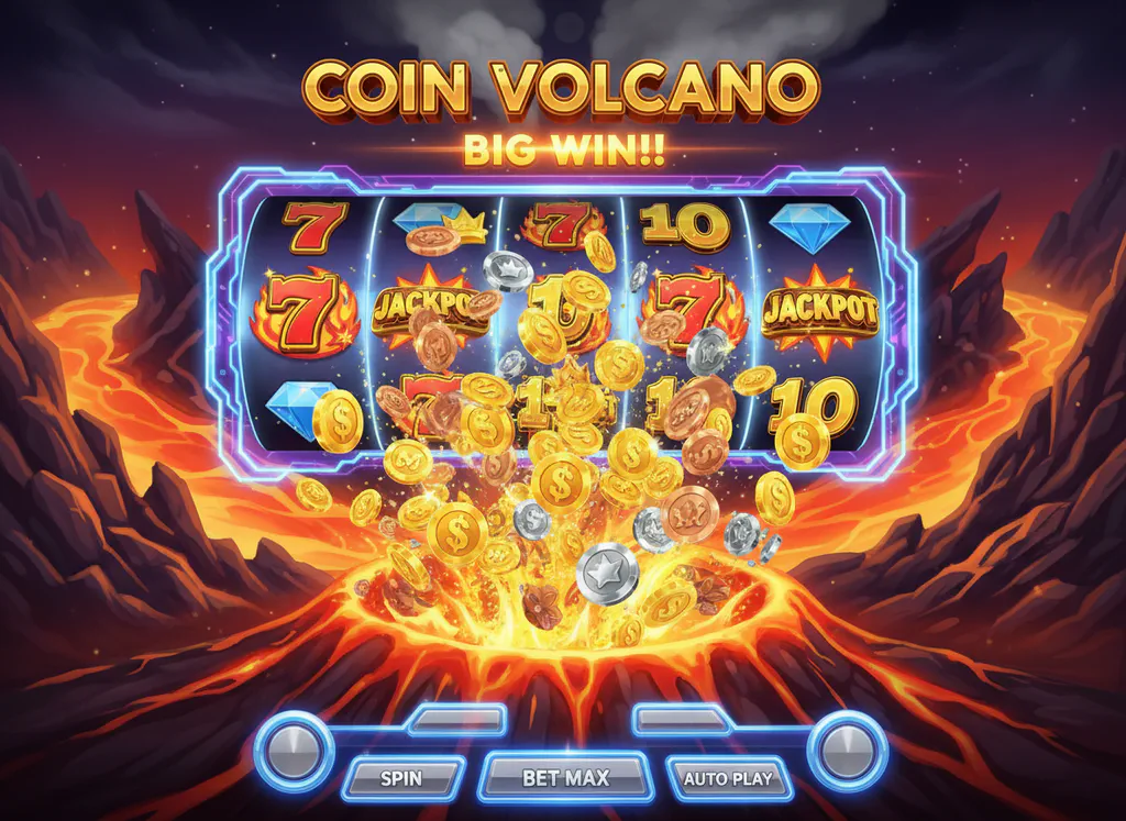 Coin Volcano 2 slot con símbolos y dinámica Hold and Win
